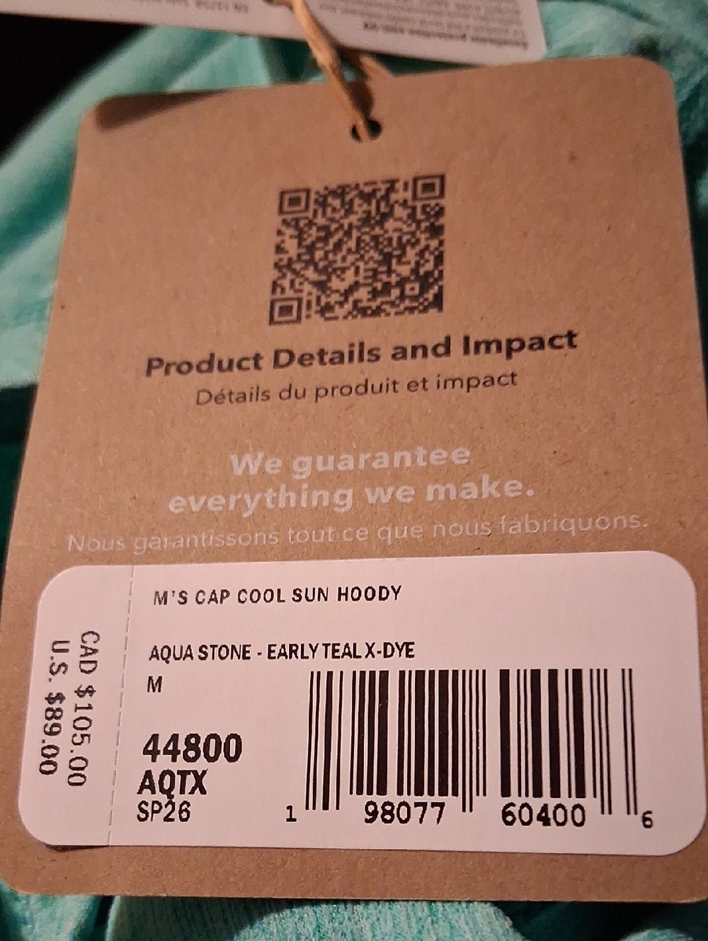 Patagonia Men's Hooded Long-Sleeve Shirt in Aqua Stone - Picture 4 of 5